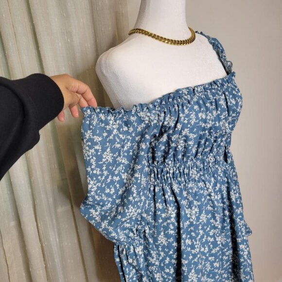 Long sleeve Boho floral Mini Dress (off the shoulder) - Picture 11 of 13